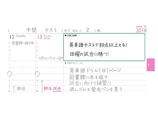 今週の目標記入欄