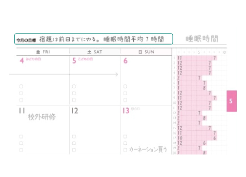 今月の目標記入欄